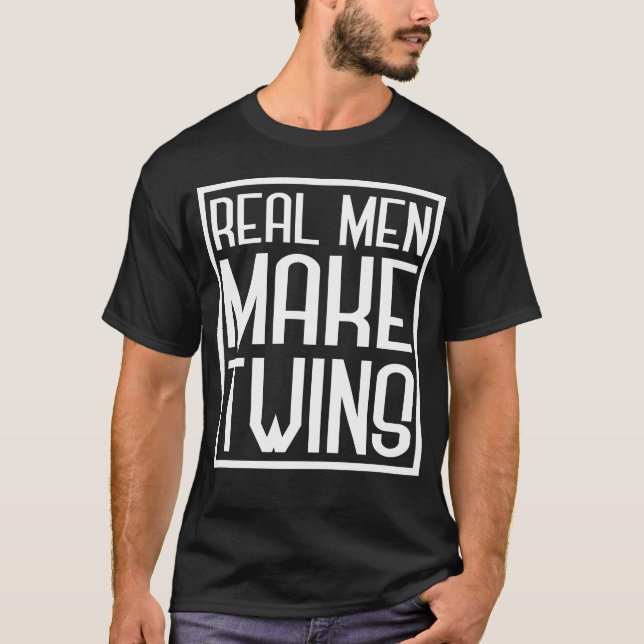 T-shirt Les vrais hommes font des jumeaux, Père de 2, Papa (Devant)
