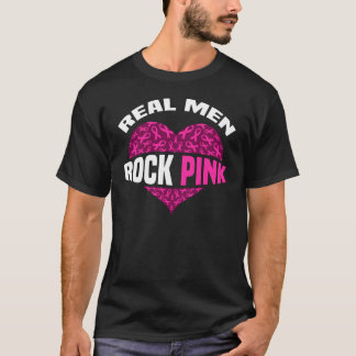 T-shirt Les vrais hommes Rock Rose Conscience du cancer du