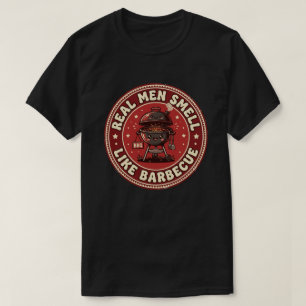 T-shirt Les vrais hommes sentent la barbecue Rétro Grill