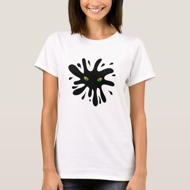 T-shirt Les yeux de chat regardent une Black Blob (Devant)
