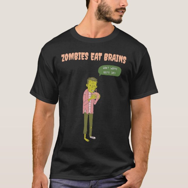 T-shirt Les zombies mangent des cerveaux pour être en sécu (Devant)
