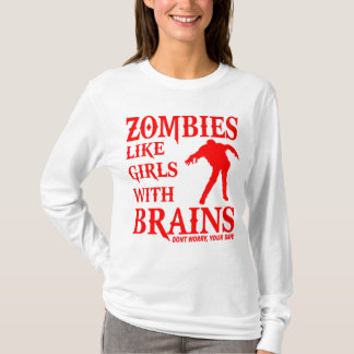 T-SHIRT LES ZOMBIS AIMENT DES FILLES AVEC LE LOGO DE ROUGE