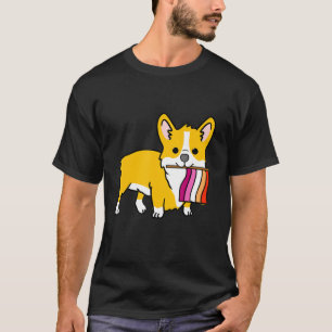 T-shirt Lesbian Corgi Orange Rose Lesbian Pride