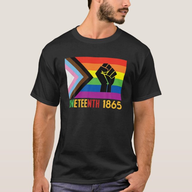 T-shirt Lesbian Junet1865 Gay pride LGBT FLag Black  (Devant)