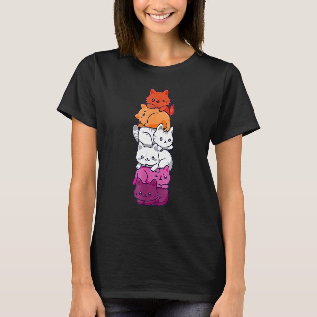 T-shirt Lesbian Pride Chat Lgbt Gay Drapeau Mignonne Hers  (Devant)