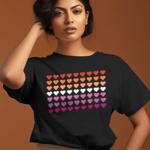 T-shirt Lesbian Pride Drapeau mignon fille Motif de coeur