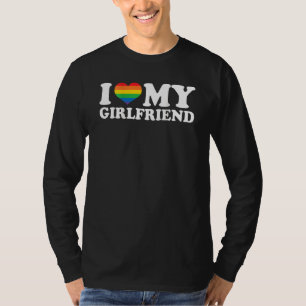 T-shirt Lesbienne I Love My Girlfriend Lgbt Heart My Girlf