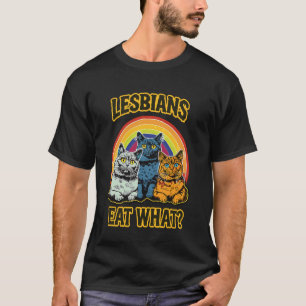 T-shirt Lesbiennes de chat rétro vintage mangent quoi, drô