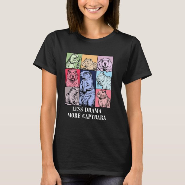 T-shirt Less Drama More Capybara Funny Adorable Capybara M (Devant)
