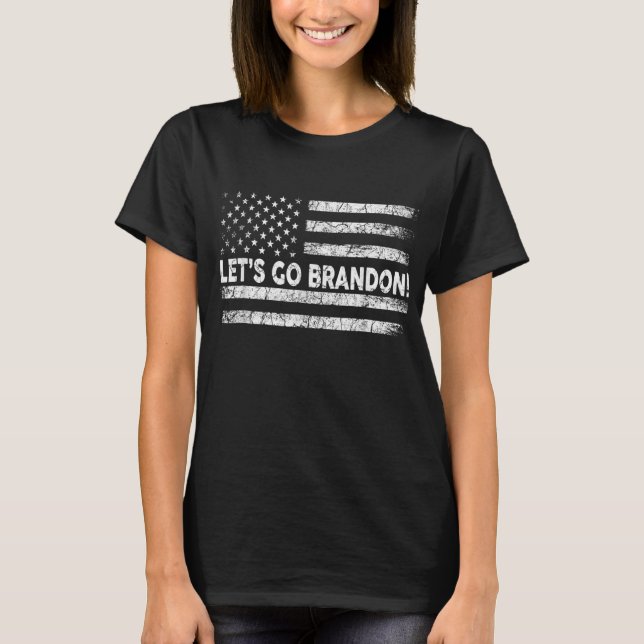 T-shirt Let Branson Brandon Antibiden Black (Devant)