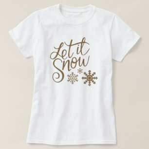 T-shirt "Let it Snow" Parties scintillant d'or de Noël