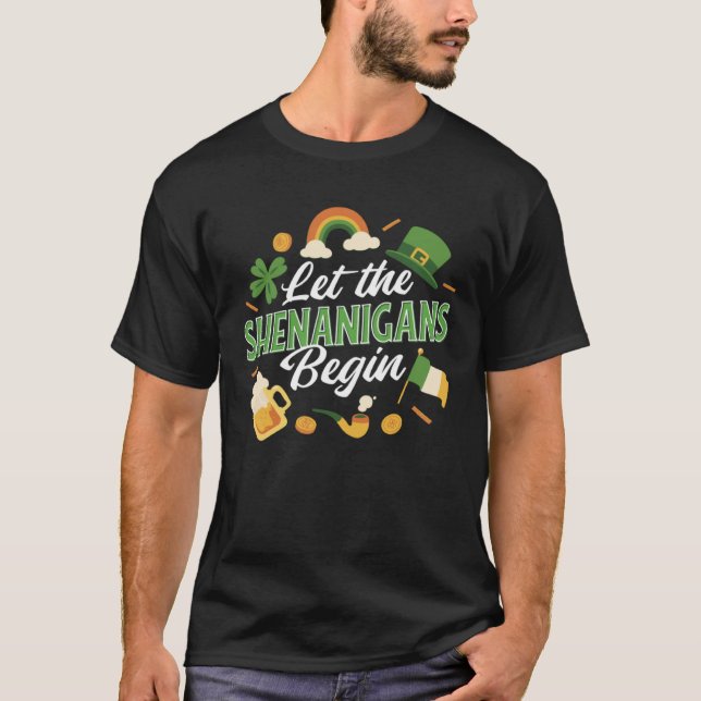 T-shirt Let the Shenanigans Begin Irish Irland St Patricks (Devant)