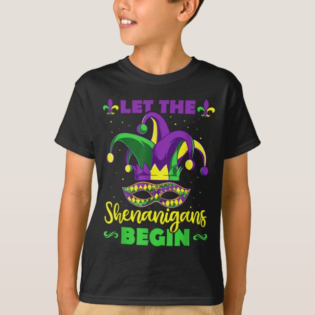 T-shirt Let The Shenanigans Begin Mardi Gras Jester Hat Ma (Devant)