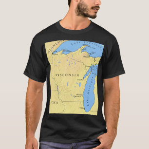 T-shirt L'État du Wisconsin et les Grands Lacs Hommes Unis
