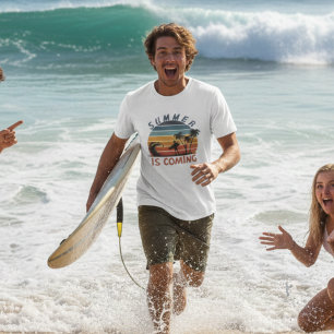 T-shirt L'été arrive les années 70 palmier à rayures vinta