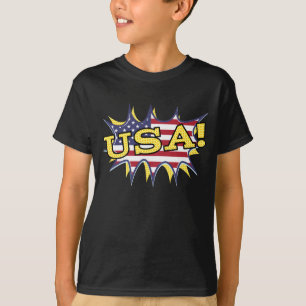 T-shirt L'étoile du drapeau américain Boom Pop Pow a explo