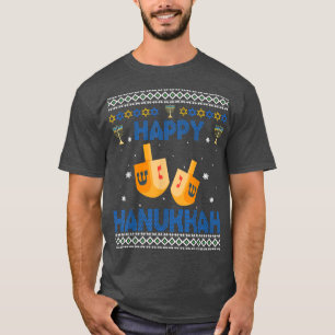 T-shirt L'étoile juive Dreidel Menorah Happy Hanoukka Ugly
