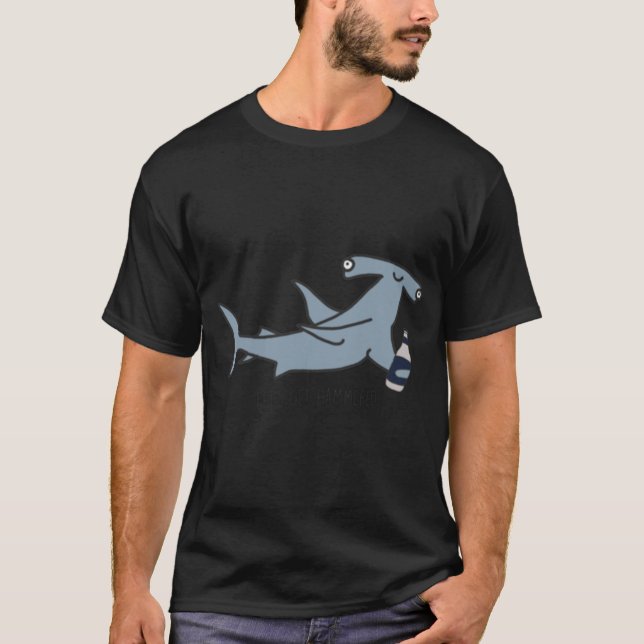 T-shirt lets get hammered hammerhead  family (Devant)