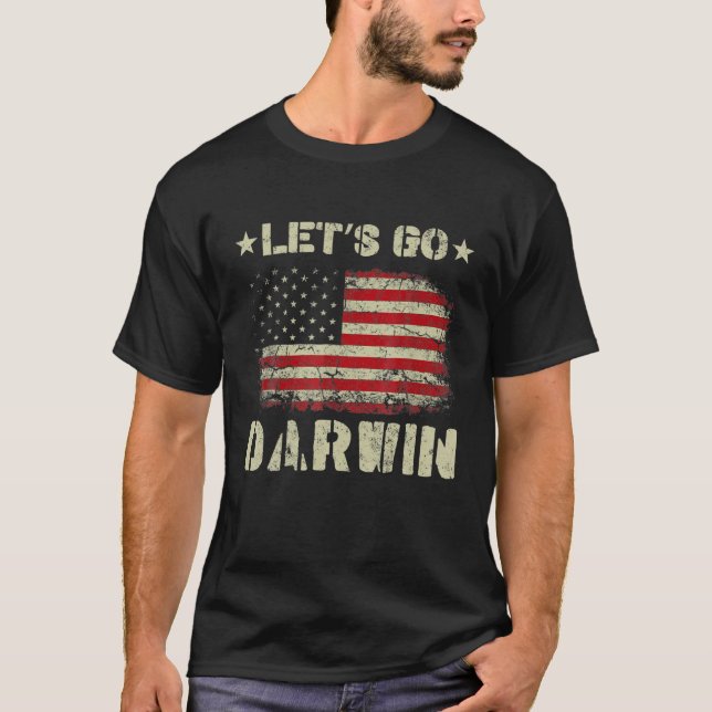 T-shirt Let's Go Darwin Conservative Anti Liberal US Flag (Devant)