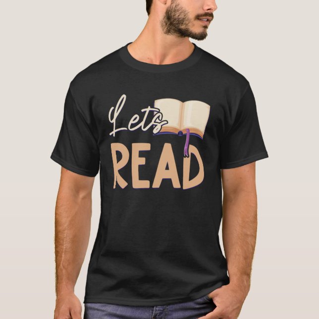 T-shirt Lets Read Teacher Reading Books And Bookworm Libra (Devant)