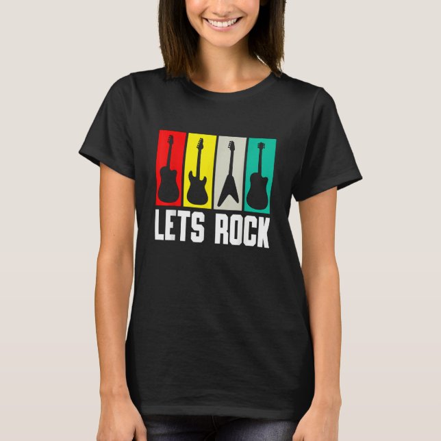 T-shirt Lets Rock Guitar Guitarist 1 (Devant)