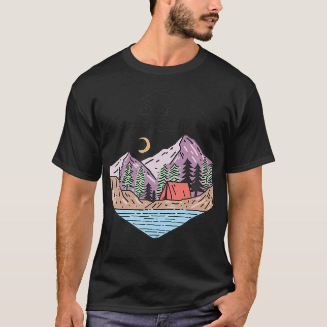 T-shirt Lets Sleep Under Stars Camping Shirt Retro Camper  (Devant)