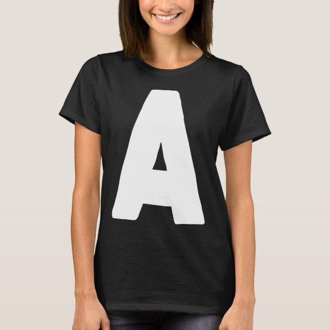 T-shirt Letter A big and bold white (Devant)