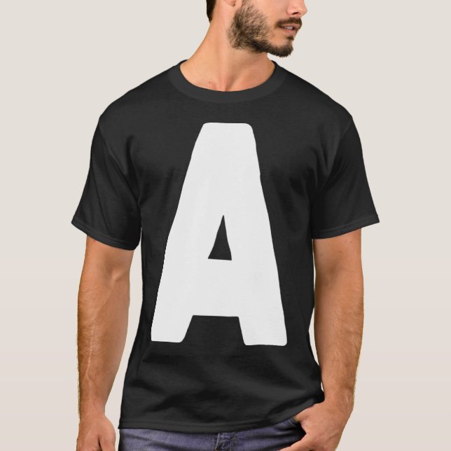 T-shirt Letter A big and bold white (Devant)