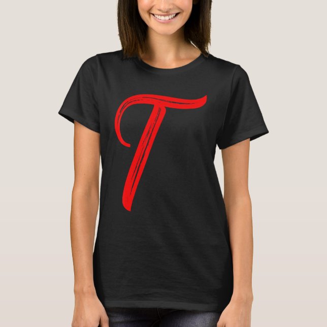 T-shirt Letter Alphabet Large Red Graphic Initial (Devant)