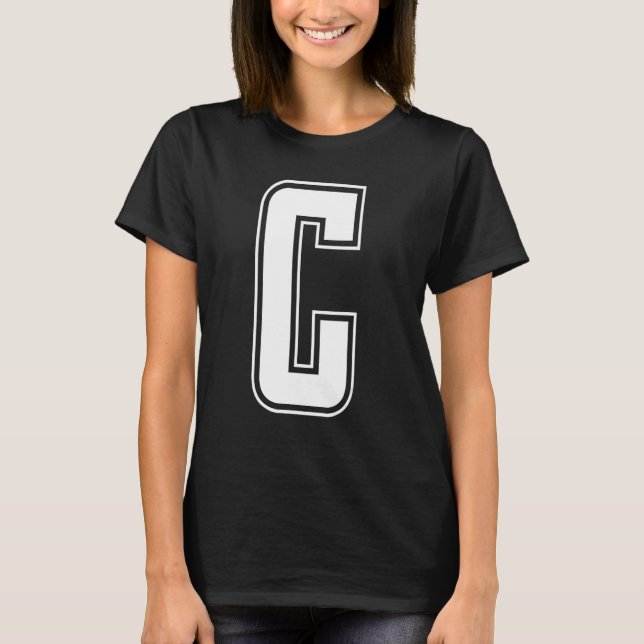 T-shirt Letter C Capital Alphabet Initial Cheerleading Mon (Devant)