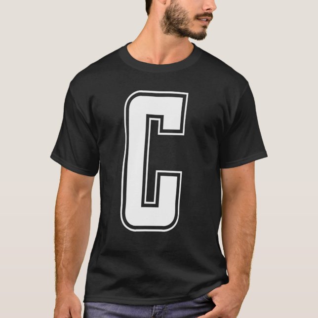 T-shirt Letter C Capital Alphabet Initial Cheerleading Mon (Devant)