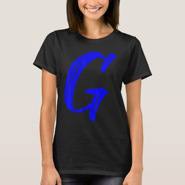 T-shirt Letter G Alphabet Large Blue Graphic Initial (Devant)
