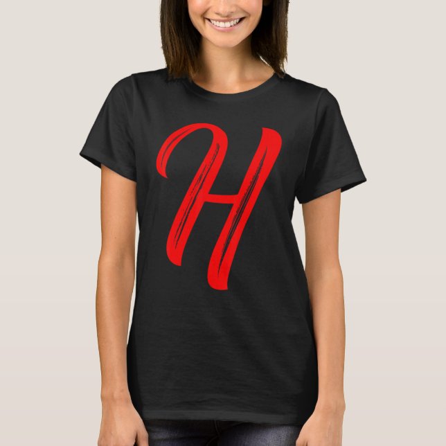 T-shirt Letter H Alphabet Large Red Graphic Initial (Devant)