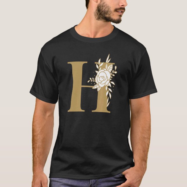 T-shirt Letter H Alphabet Letters Floral (Devant)
