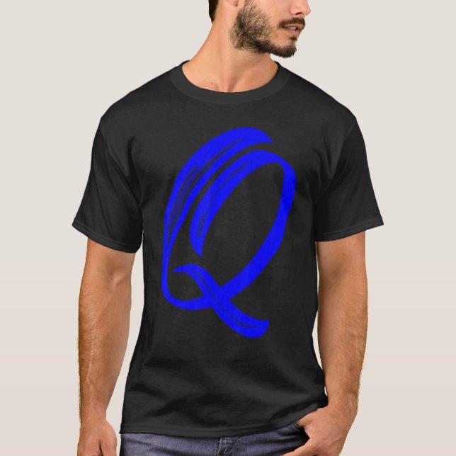 T-shirt Letter Q Alphabet Large Blue Graphic Initial (Devant)