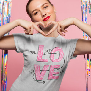 T-shirt Lettering rose amour aquarelle