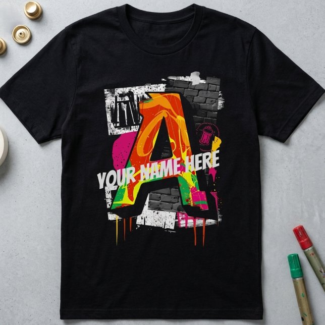 T-shirt Lettre "A" de style Graffiti personnalisable (Créateur téléchargé)