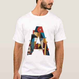 T-shirt Lettre A – Monogramme de style milieu de siècle à