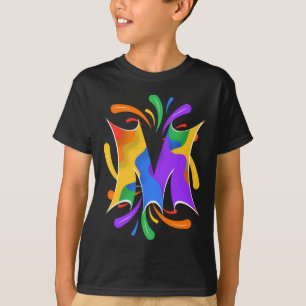 T-shirt Lettre arc-en-ciel M Monogramme Abstrait