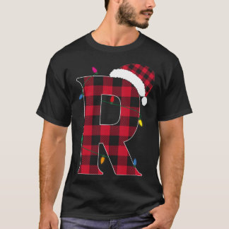 T-shirt Lettre Awesome R Nom initial Buffalo Plaid Christ