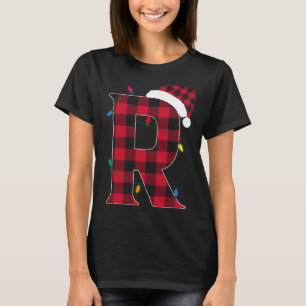 T-shirt Lettre Awesome R Nom initial Buffalo Plaid Christ