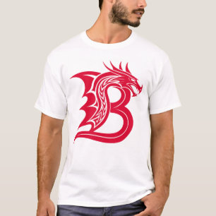 T-shirt Lettre B de style dragon, alphabet du dragon, mono