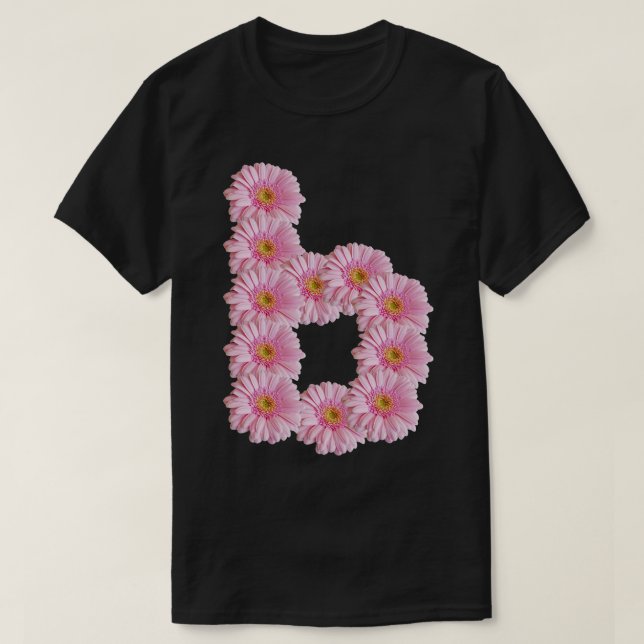 T-shirt Lettre b Gerbera rose Daisy (Design devant)