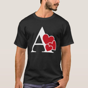 T-shirt lettre blanche Un premier monogramme de coeur mini
