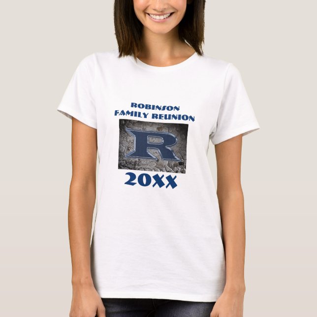 T-shirt LETTRE BLEUE REUNION Familiale Rustique R MONO (Devant)