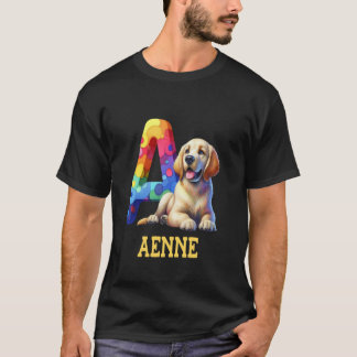 T-shirt Lettre Chiens mignons Aenne Nom Chien arc-en-ciel