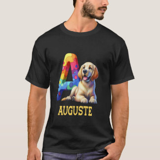 T-shirt Lettre Chiens mignons Auguste Nom Chien arc-en-cie