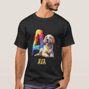 T-shirt Lettre Chiens mignons Ava Nom Chien arc-en-ciel