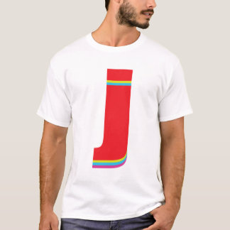 T-shirt LETTRE Coque MOINDRE J MONogramme Décalage arc-en-