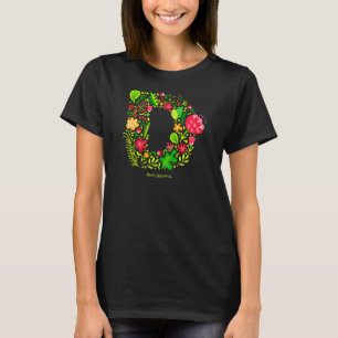 T-shirt lettre D en fleurs